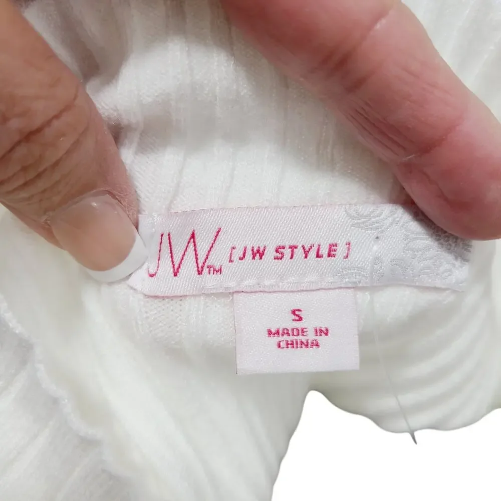 JW Style Mock Neck Sleeveless Ribbed Knit Tank, Lot of 3, Women Size S